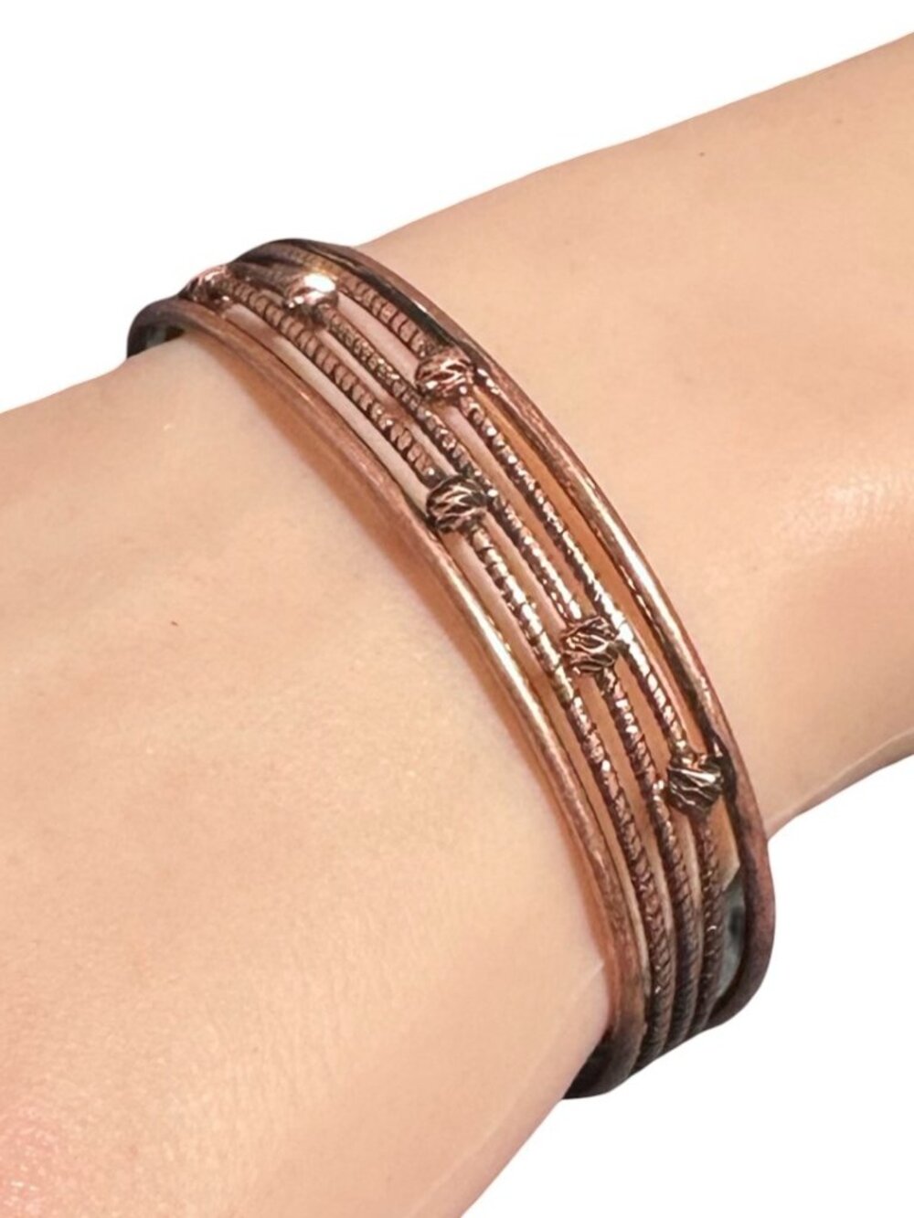 Casual Cuff Bracelet Copper Toned Twisted Knots Center Womens Costume Jewelry